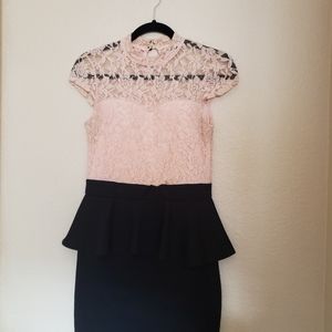 Rhapsody Casual Pink Lace Dress